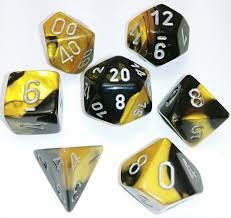 7 Black-Gold/silver Gemini Polyhedral Dice Set - CHX26451